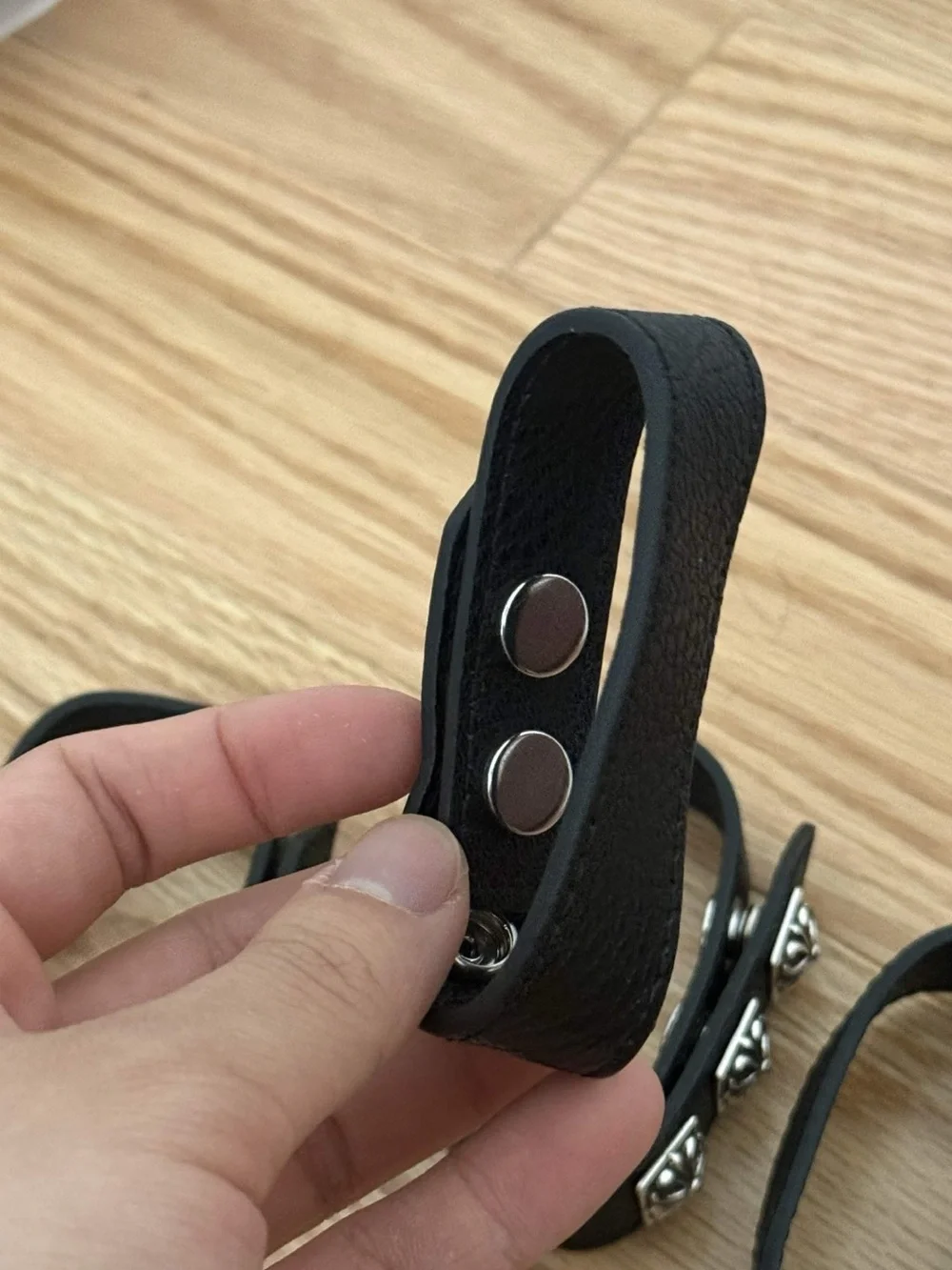 Men’s Leather Snap Bracelet in Deep Pink